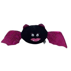 Black & Pink Sequin Bat Plush Stuffed Animal Toy 15” Long Halloween